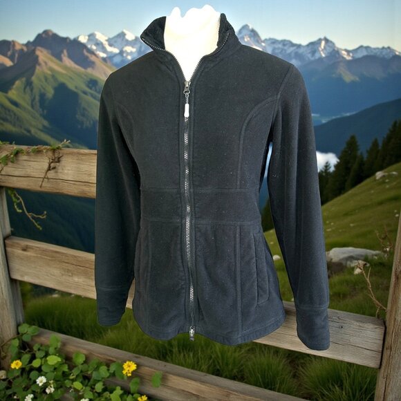 Eddie Bauer Black Sherpa Fleece Full Zip Jacket Size S - Picture 1 of 10